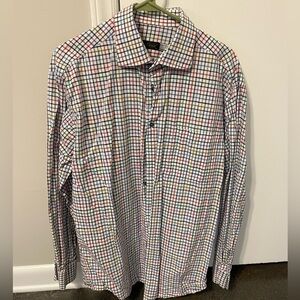 St. Croix Men’s XL Multicolor Plaid Button-Down Shirt 100% Cotton, Made in Italy